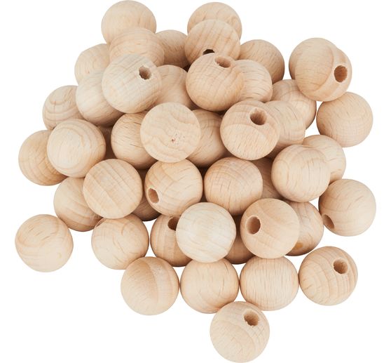 Perles en bois demi-percées, Ø 15 mm