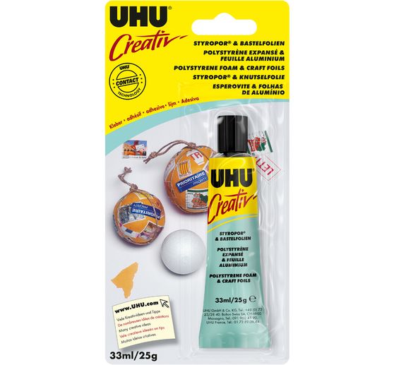Colle UHU creativ' « Polystyrène expansé & feuille aluminium », 25 g