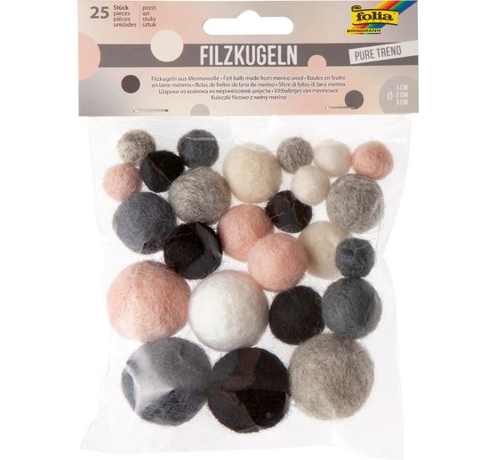 Boules en feutrine, 25 pc.