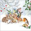 Serviette &laquo; Repas des animaux dans la for&ecirc;t hivernale &raquo;