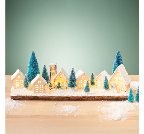 Kit de construction en bois VBS « Église à clocher rond », éclairage LED inclus