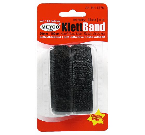 Bande velcro (velours + scratch) 20 mm noir