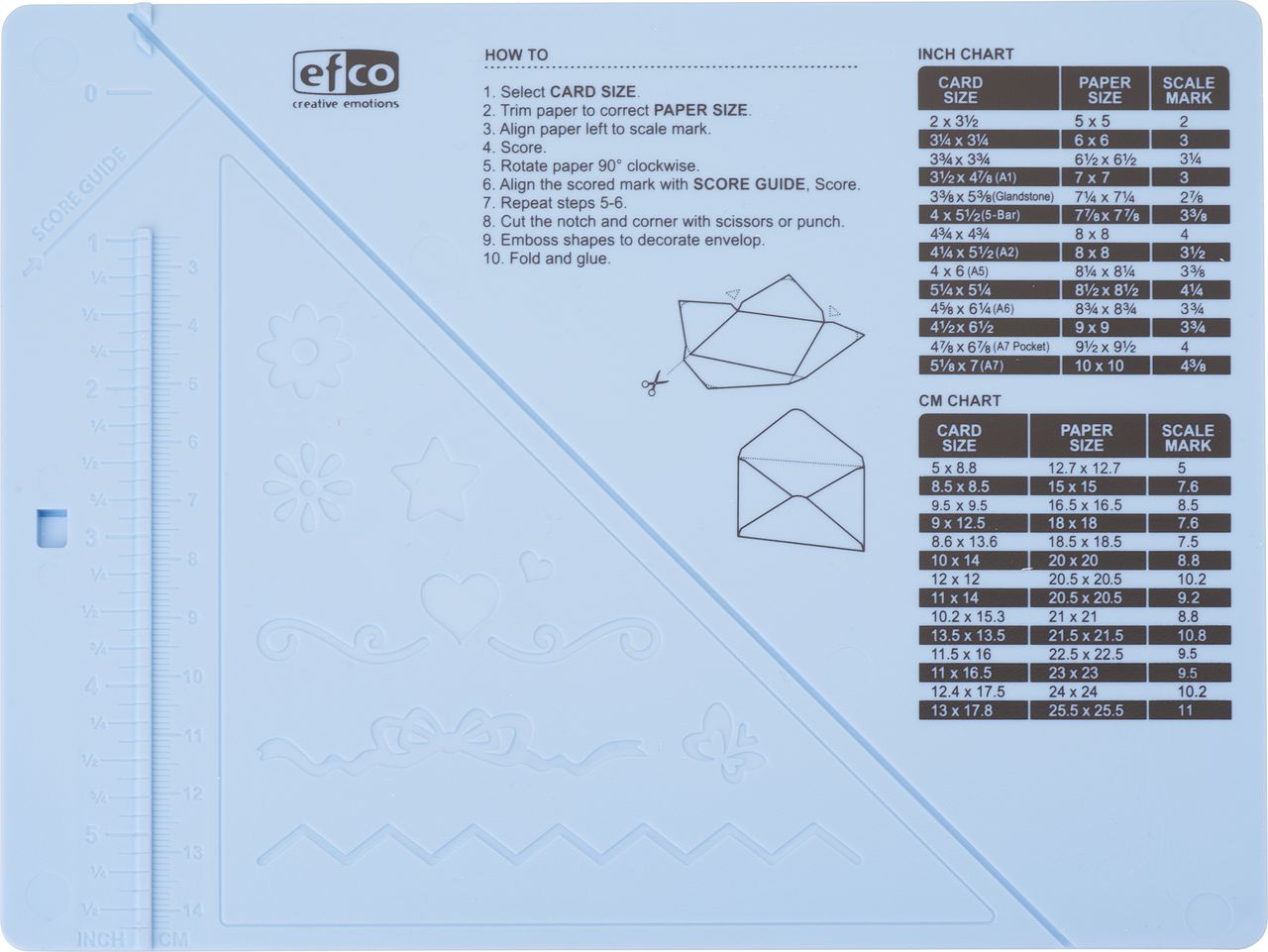 Planche de pliage & outil plioir carte/enveloppe/boîte 16,2 x 21,5cm