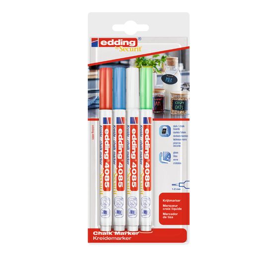 Set de 4 marqueurs craie edding 4085