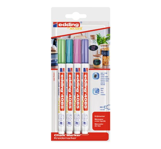 Set de 4 marqueurs craie edding 4085