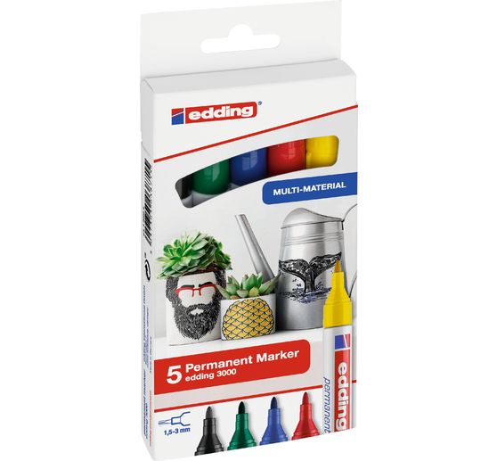 Permanent Marker edding 3000, set de 5
