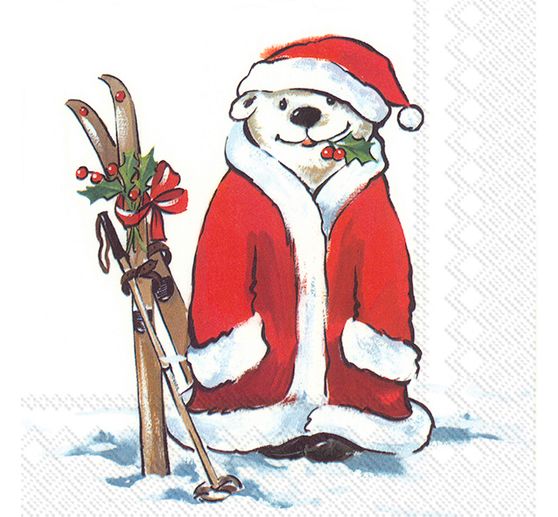 Serviette « Ours polaire déguisé en Père Noël »