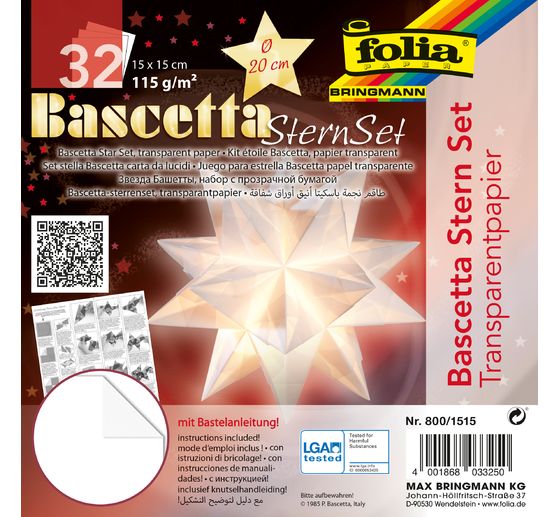 Set étoile Bascetta « Papier transparent », Blanc