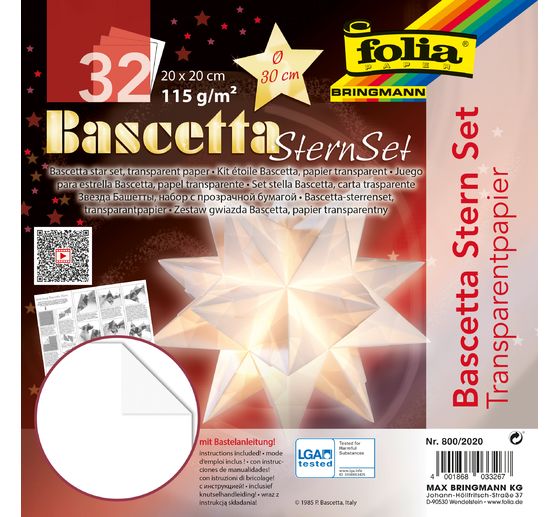 Set étoile Bascetta « Papier transparent », Blanc