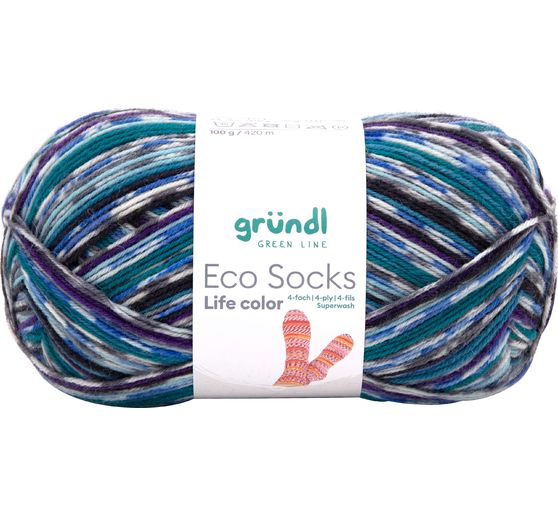 Laine Gründl Eco Socks Life color, 100 g, env. 420 m