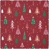 Tissu coton au mètre « Sapins » Rouge