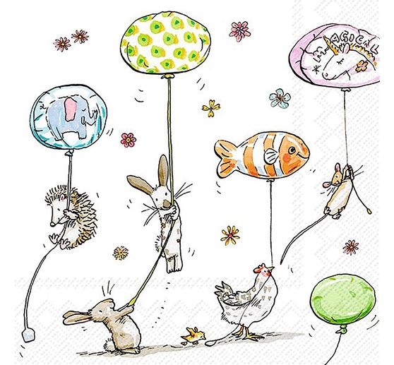 Serviette « Animaux et ballons de baudruche » 