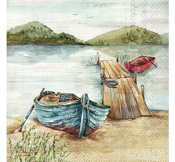 Serviette « Barques sur la rivière » 