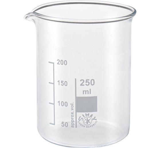 Glass mixing cup with scale