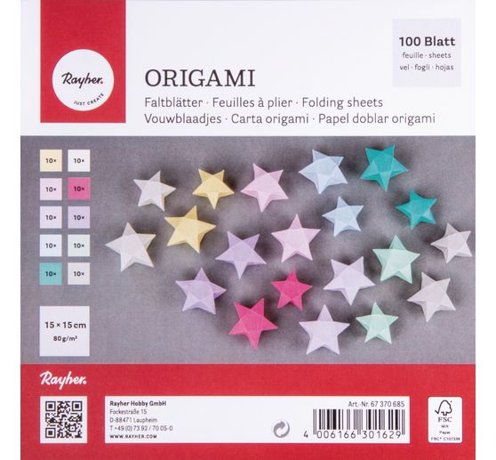 Feuilles de pliage Origami « Pastel » 