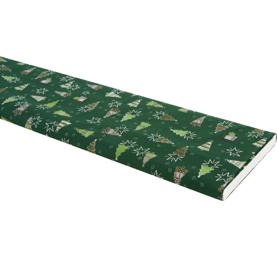 Tissu coton au mètre « Sapins, étoiles et cadeaux » 