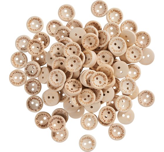 100 boutons en bois « Handmade with love »
