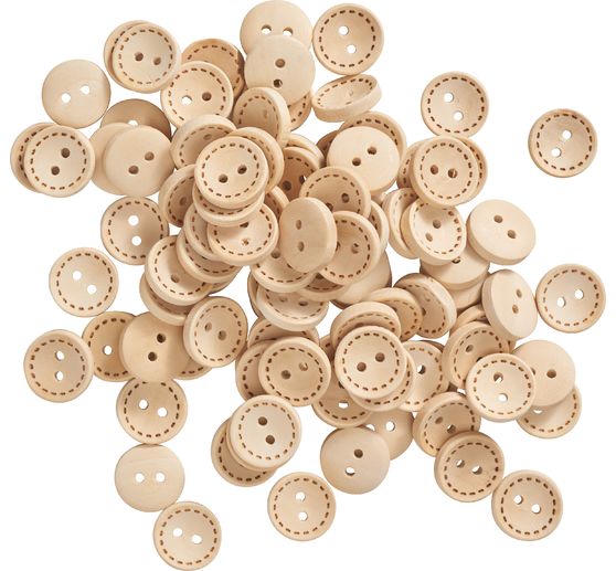 100 boutons en bois « Point de couture » 