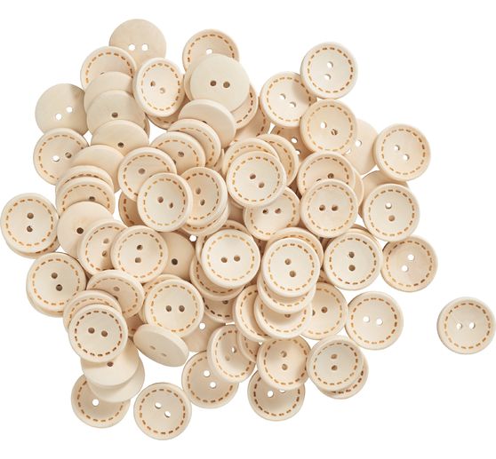 Boutons en bois VBS « Point de couture », 100 pc.