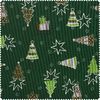 Tissu coton au mètre « Sapins, étoiles et cadeaux » Vert