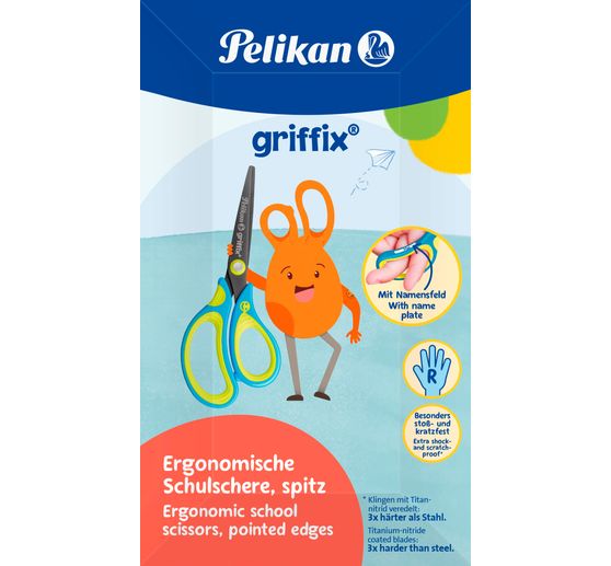 Ciseaux scolaires Pelikan « Griffix », pointus