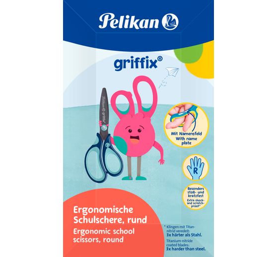 Ciseaux scolaires Pelikan « Griffix », ronds