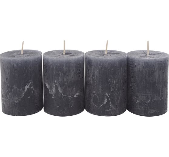 Bougies cylindriques « Rustik », Ø 6 x 8 cm
