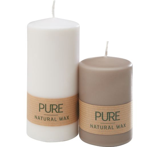 Bougies cylindriques « Pure Natural Wax », Ø 6 x 13 cm