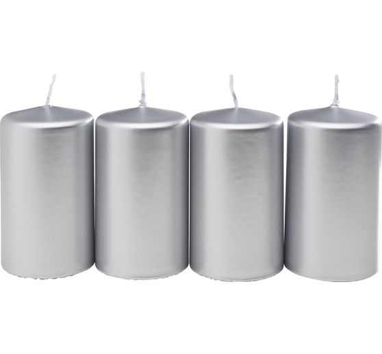 Bougies cylindriques « Metallic », Ø 6 x 10 cm