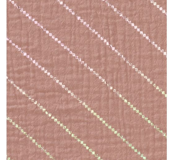 Tissu coton mousseline froissée effet hot foil au mètre « Rayures »