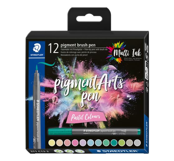 Pigment brush pen STAEDTLER, set de 12