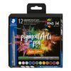 Pigment brush pen STAEDTLER, set de 12 Nature Colours