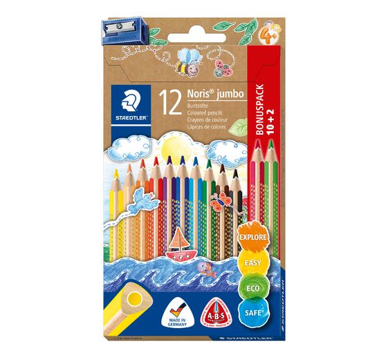 Crayons de couleur STAEDTLER Noris colour « Jumbo » + taille-crayon