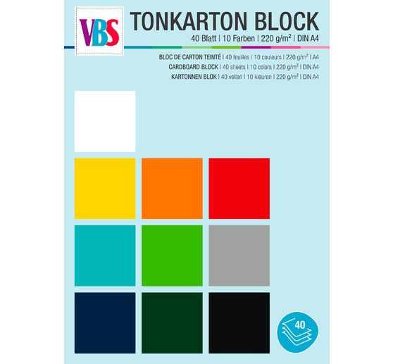 Bloc de papier cartonné de couleur VBS XXL