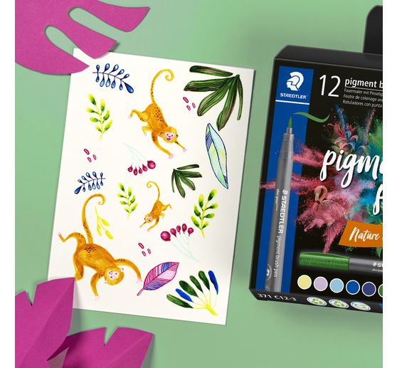 Pigment brush pen STAEDTLER, set de 12