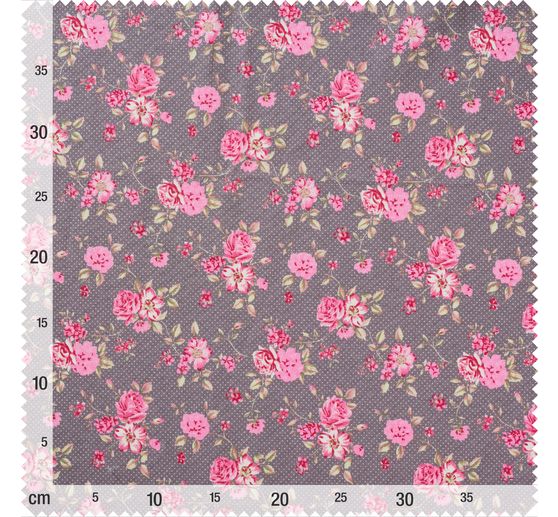 Cotton fabric "Rosenborg" Rosé/Taupe