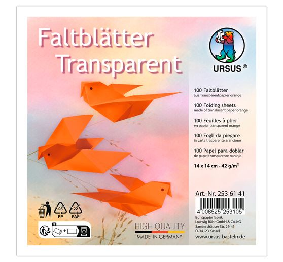 Feuilles de pliage en papier transparent