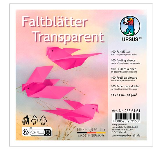 Feuilles de pliage en papier transparent