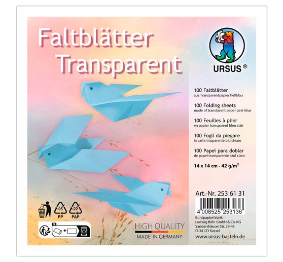 Feuilles de pliage en papier transparent
