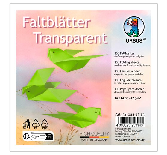 Feuilles de pliage en papier transparent