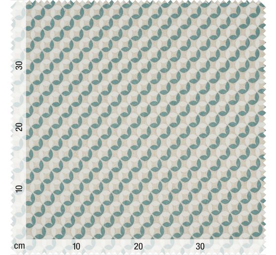Motif fabric linen look "Leaf circles"
