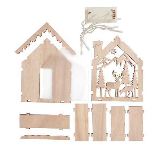 Kit de construction en bois VBS « Maison lumineuse », éclairage inclus
