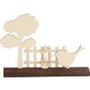 Décoration à emboîter en bois sur tronc d'arbre VBS « Lapin à la clôture du jardin » Oiseau à la clôture du jardin