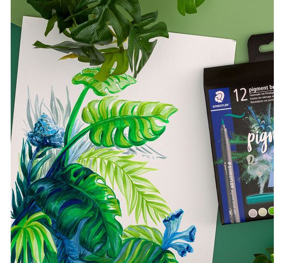 Pigment brush pen STAEDTLER, set de 12