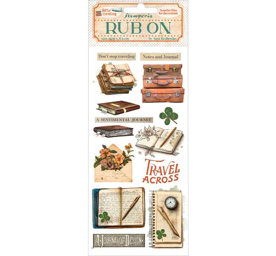 Feuille de décalcomanies Rub On « Art of Travelling »
