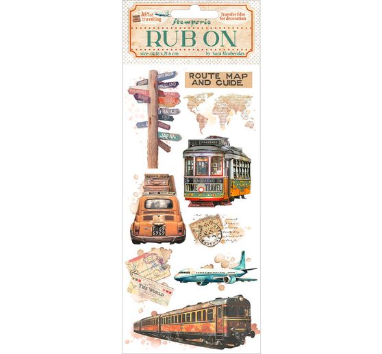 Feuille de décalcomanies Rub On « Art of Travelling »