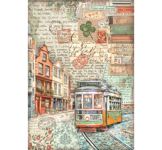 Soie de paille à motifs « Art of Travelling »