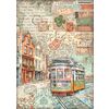 Soie de paille à motifs « Art of Travelling » Tram