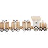 Train en bois miniature, avec 3 wagons cadeaux Naturel/Blanc