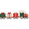 Train en bois miniature, avec 3 wagons cadeaux Rouge/or/vert